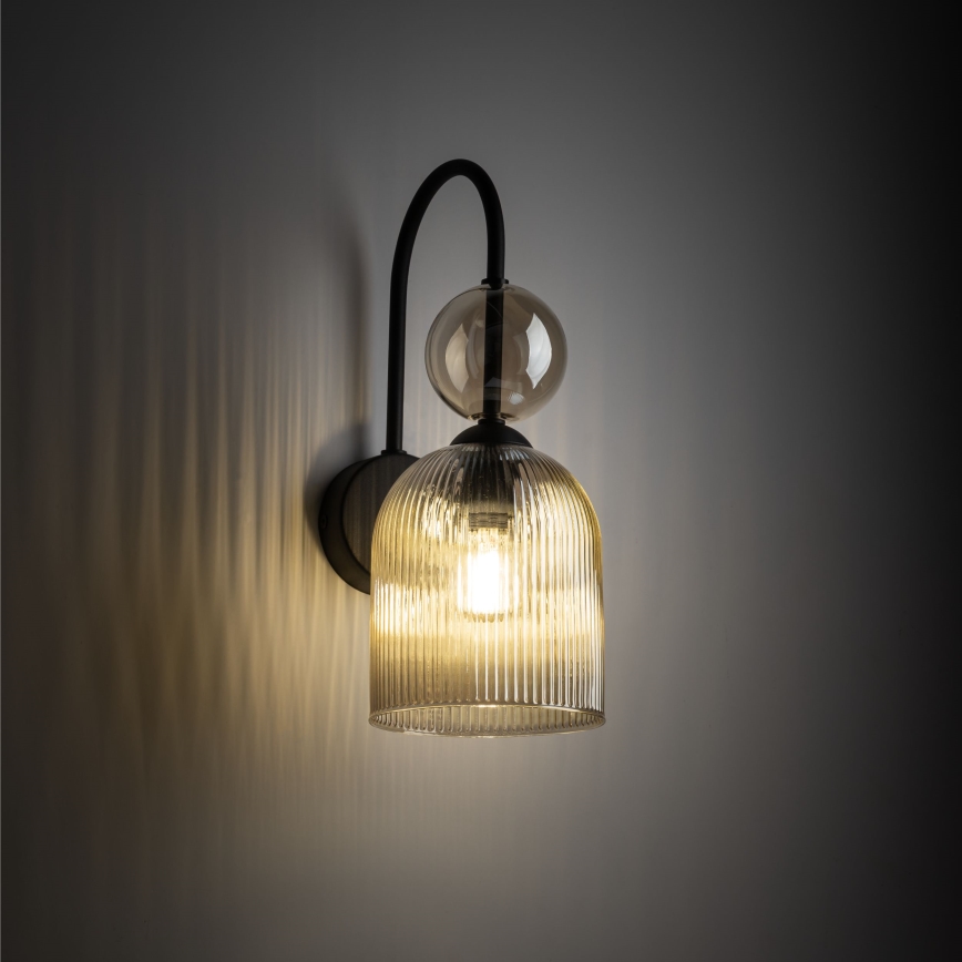 Vägglampa SOPHIA 1xE14/10W/230V svart/rökbeige