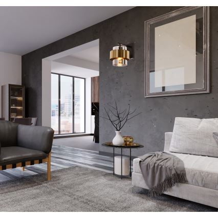 Vägglampa SPIEGA 1xE27/60W/230V guld/svart