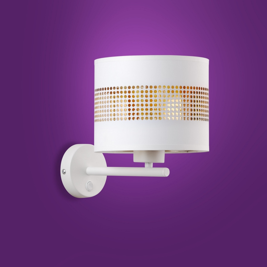 Vägglampa  TAGO 1xE27/15W/230V vit /gyllene 
