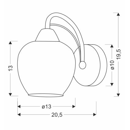 Vägglampa TOBIAS 1xE27/40W/230V skinande krom