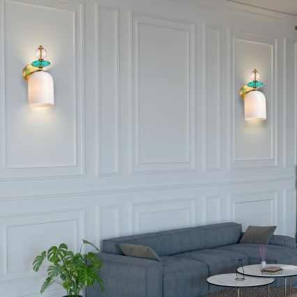 Vägglampa TROPEA 1xE27/15W/230V guld/rökrosa/blå/vit
