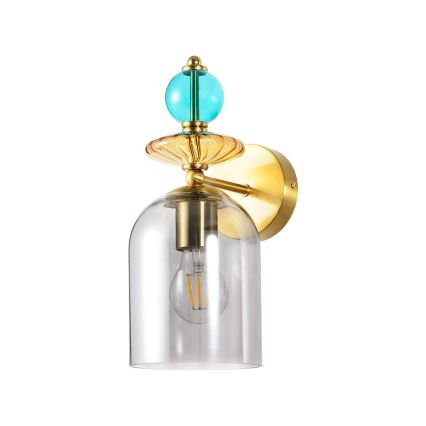 Vägglampa TROPEA 1xE27/15W/230V guldfärgad/blå/rökbeige/grå