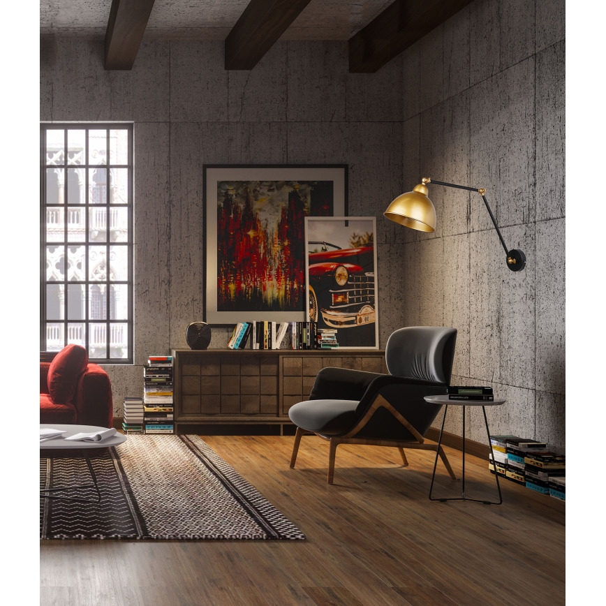 Vägglampa TRUCK 1xE27/40W/230V guld/svart