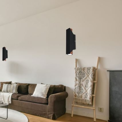 Vägglampa WALL 2xGU10/8W/230V svart/koppar