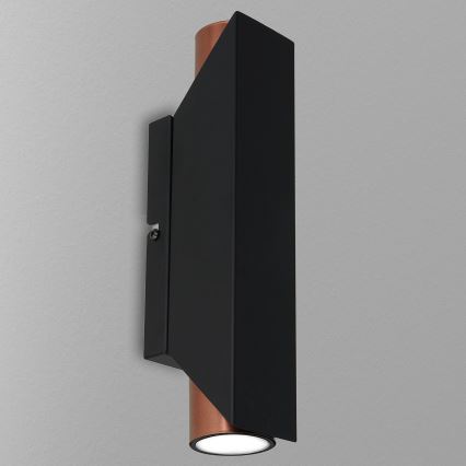 Vägglampa WALL 2xGU10/8W/230V svart/koppar