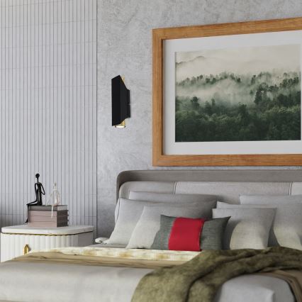 Vägglampa WALL 2xGU10/8W/230V svart/mässing