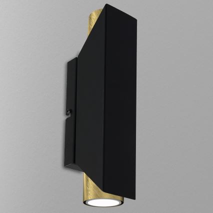 Vägglampa WALL 2xGU10/8W/230V svart/mässing
