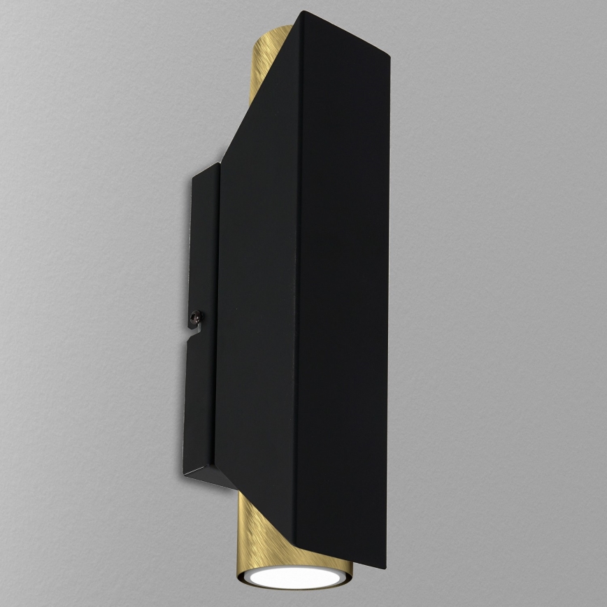 Vägglampa WALL 2xGU10/8W/230V svart/mässing