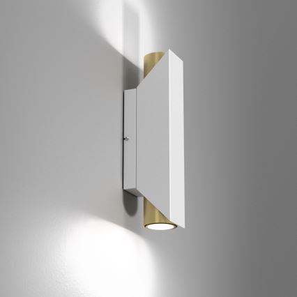 Vägglampa WALL 2xGU10/8W/230V vit/mässing