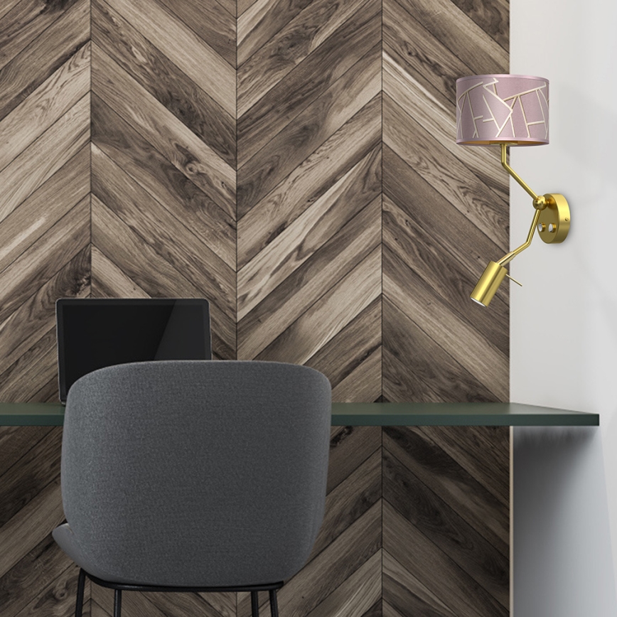 Vägglampa ZIGGY 1xE27/40W/230V + 1xGU10/MR11/7W rosa/guld