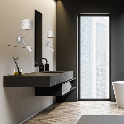 Vägglampa ZIGGY 1xE27/40W/230V + 1xGU10/MR11/7W vit/guld