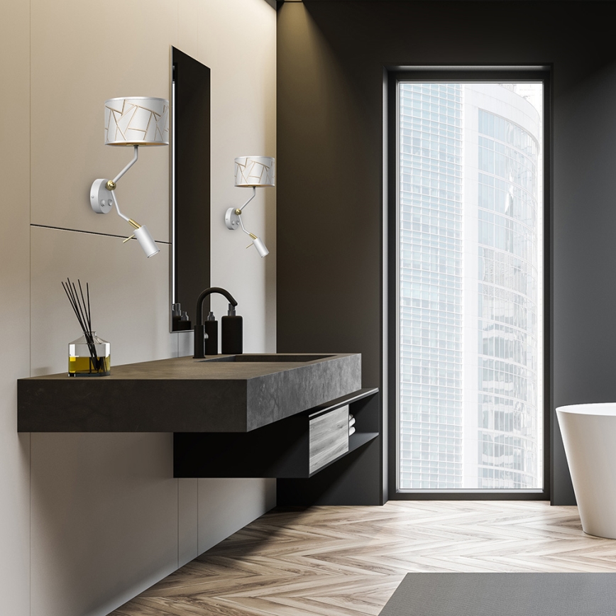 Vägglampa ZIGGY 1xE27/40W/230V + 1xGU10/MR11/7W vit/guld