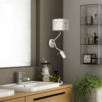 Vägglampa ZIGGY 1xE27/40W/230V + 1xGU10/MR11/7W vit/guld