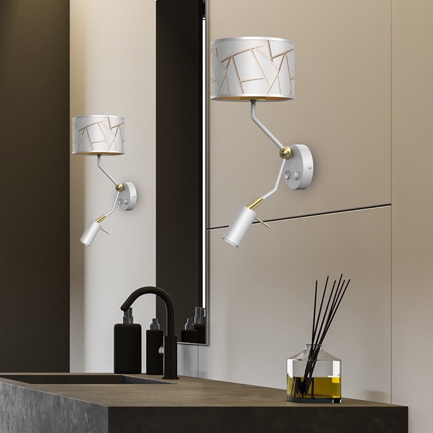 Vägglampa ZIGGY 1xE27/40W/230V + 1xGU10/MR11/7W vit/guld