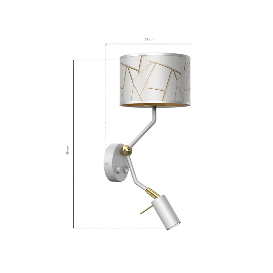 Vägglampa ZIGGY 1xE27/40W/230V + 1xGU10/MR11/7W vit/guld