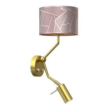 Vägglampa ZIGGY 1xE27/40W/230V + 1xGU10/MR11/7W rosa/guld