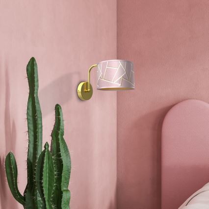 Vägglampa  ZIGGY 1xE27/60W/230V rosa /gyllene 