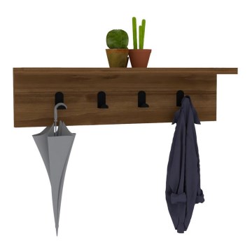 Väggmonterad hatthylla med hylla AYLA 14,5x60 cm brun