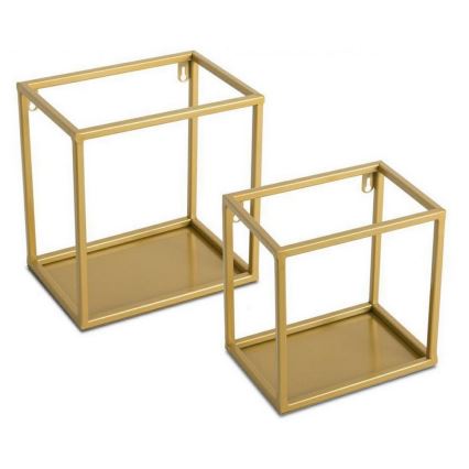 Väggmonterad hylla 24x24 cm guld