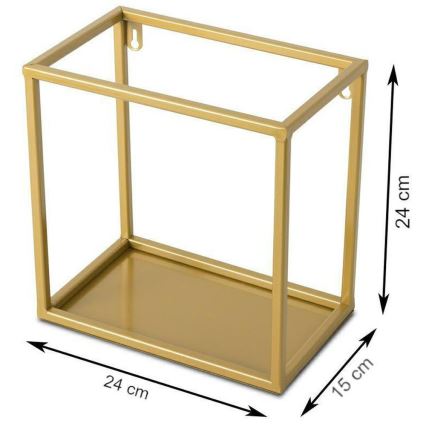 Väggmonterad hylla 24x24 cm guld