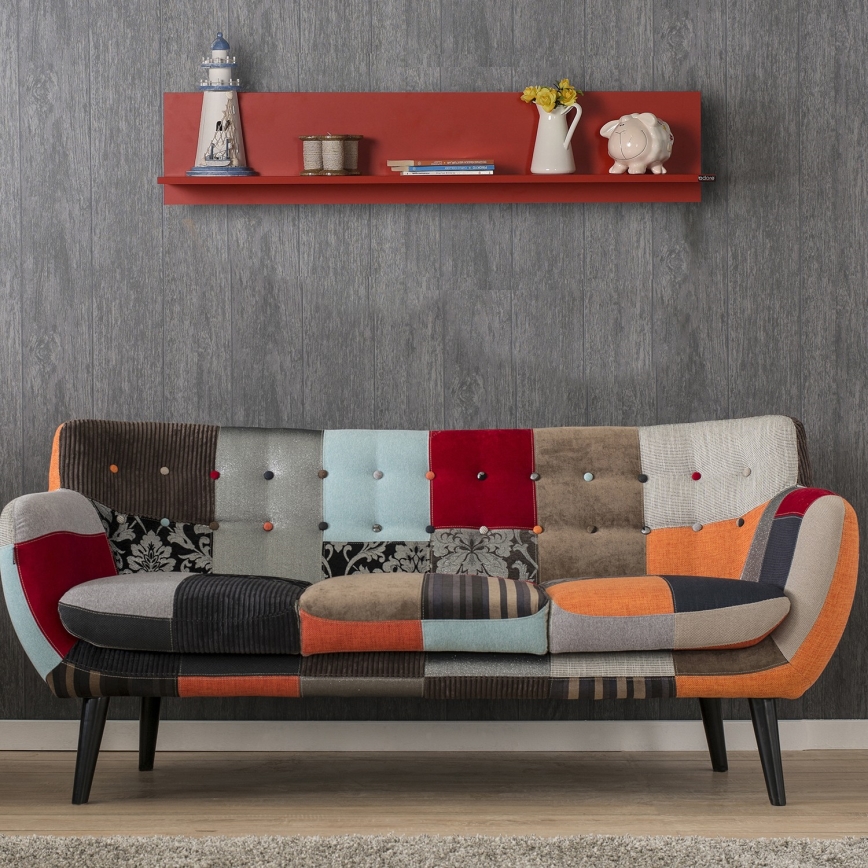 Väggmonterad hylla 25x120 cm röd