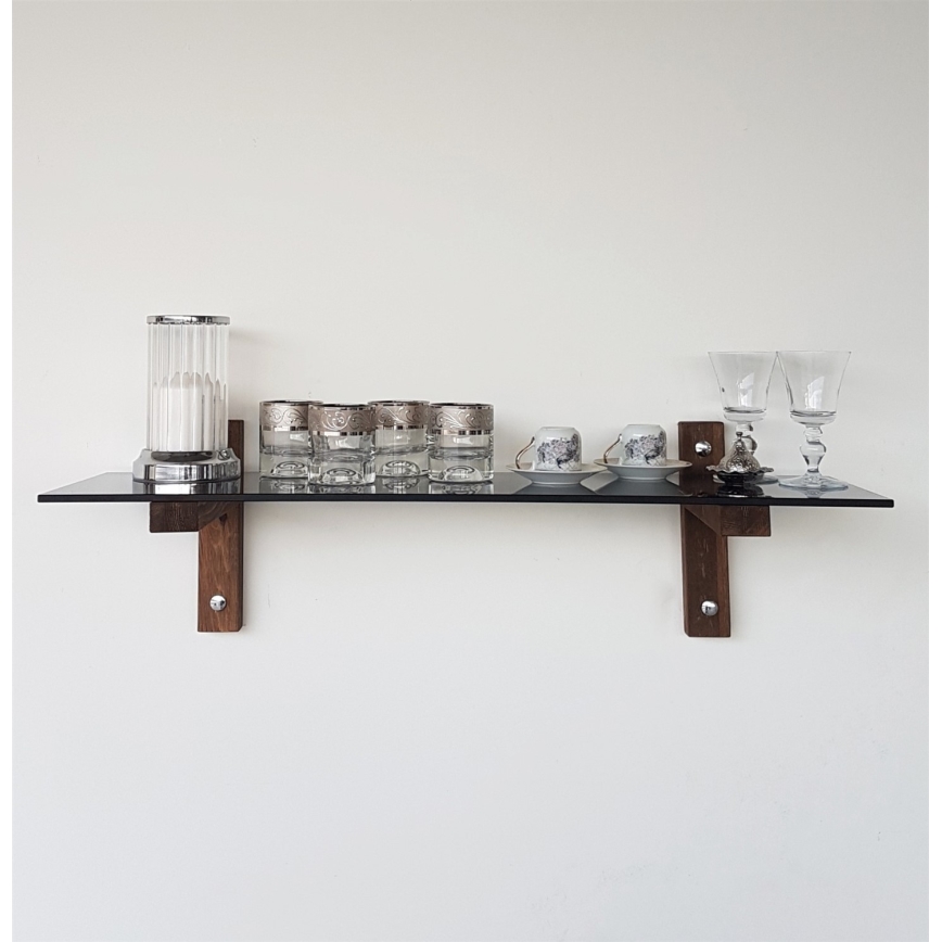 Väggmonterad hylla 85x25 cm furu/svart