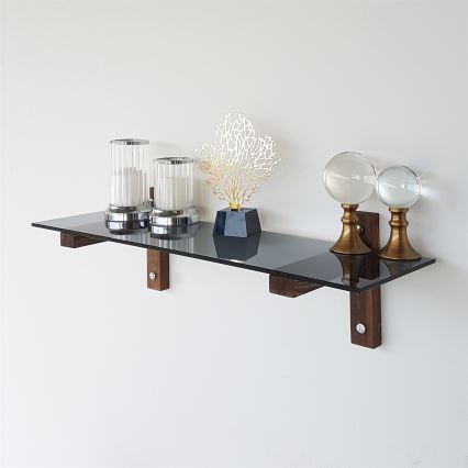 Väggmonterad hylla 85x25 cm furu/svart