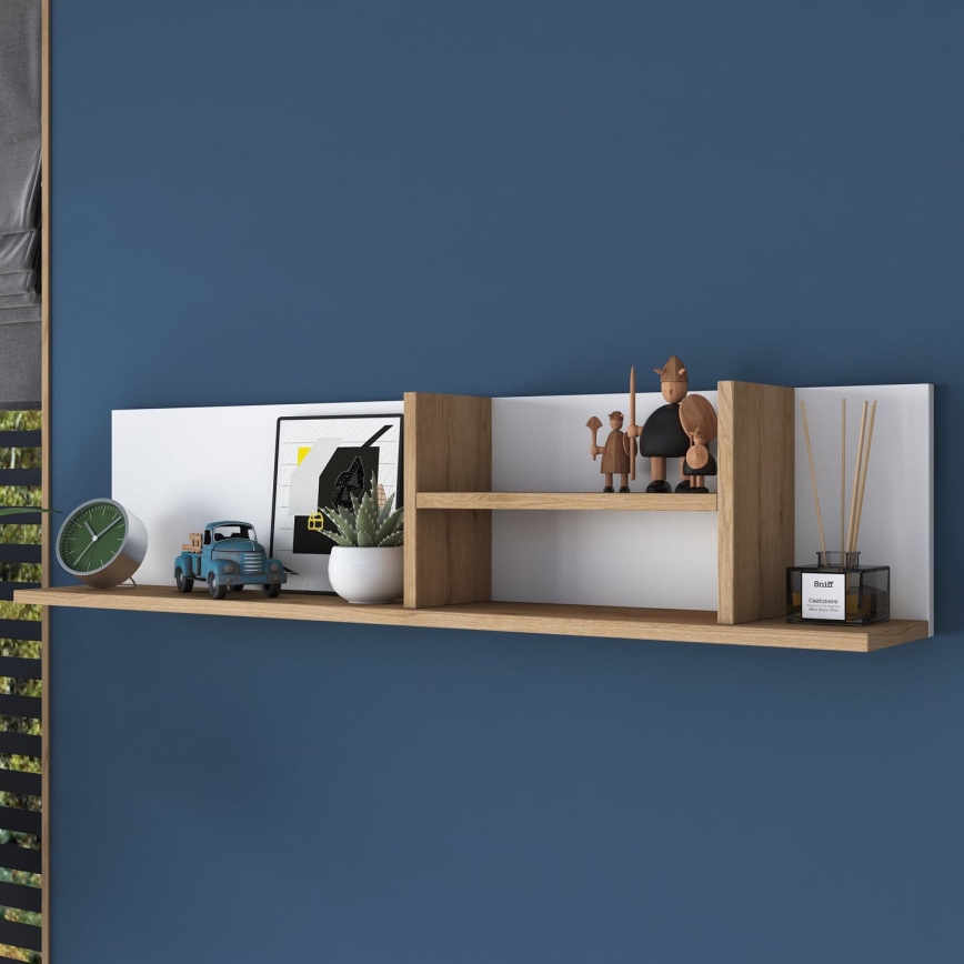 Väggmonterad hylla RANI 120x25 cm beige/vit