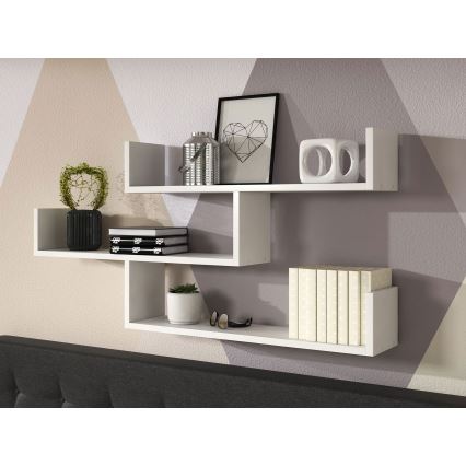 Väggmonterad hylla TRIO 119x55x18 cm, vit