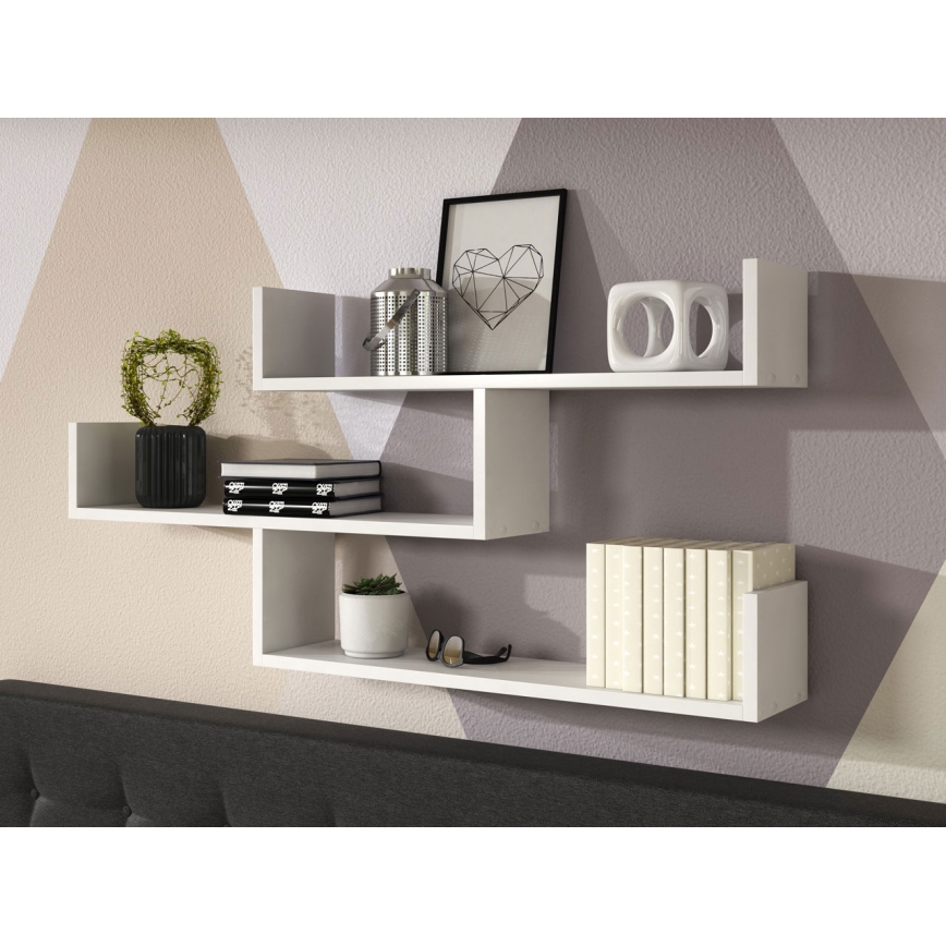 Väggmonterad hylla TRIO 119x55x18 cm, vit