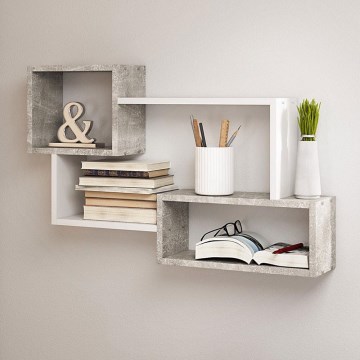 Väggmonterad hylla TRIO 54x87 cm grå/vit