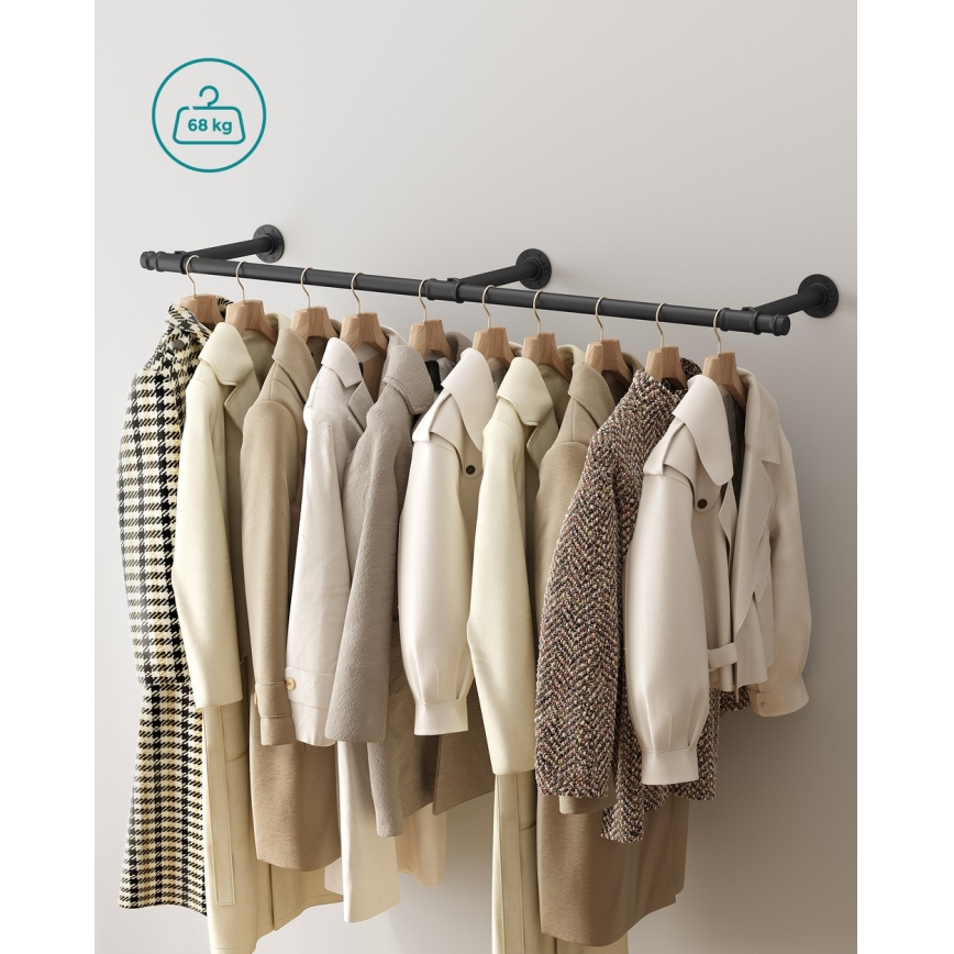 Väggmonterad klädhängare LINEA, svart