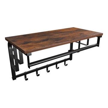 Väggmonterad klädhängare med hylla NATE brun/svart