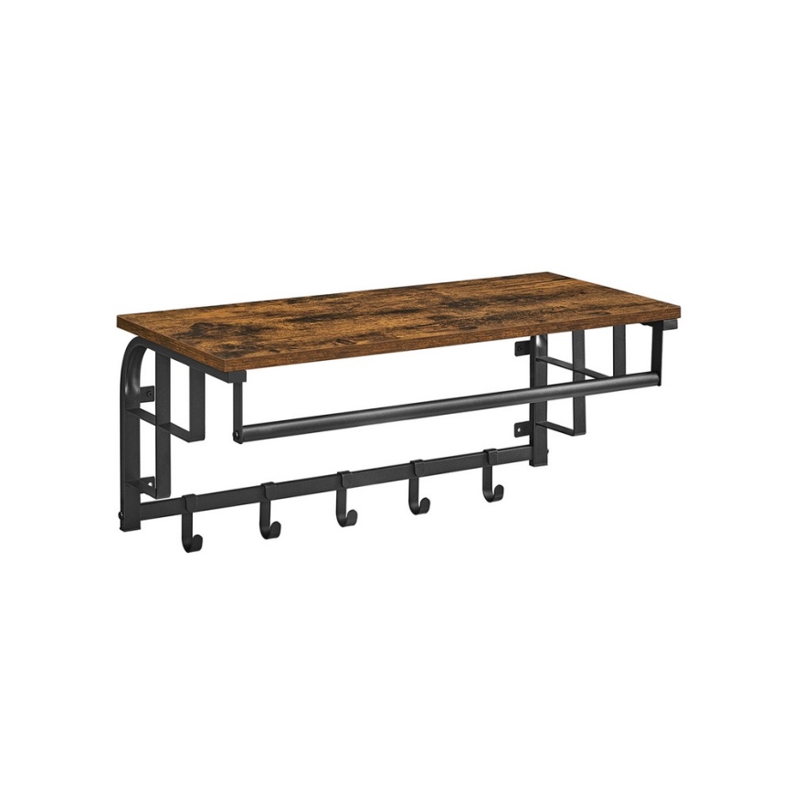 Väggmonterad klädhängare med hylla NATE brun/svart