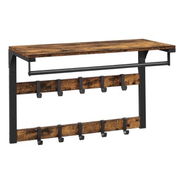 Väggmonterad klädhängare med hylla NATE brun/svart