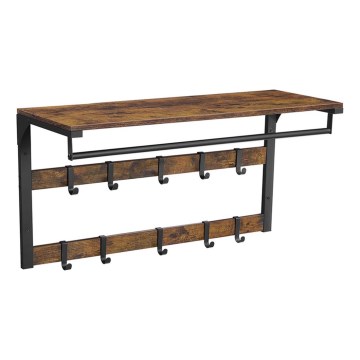 Väggmonterad klädhängare med hylla NATE brun/svart