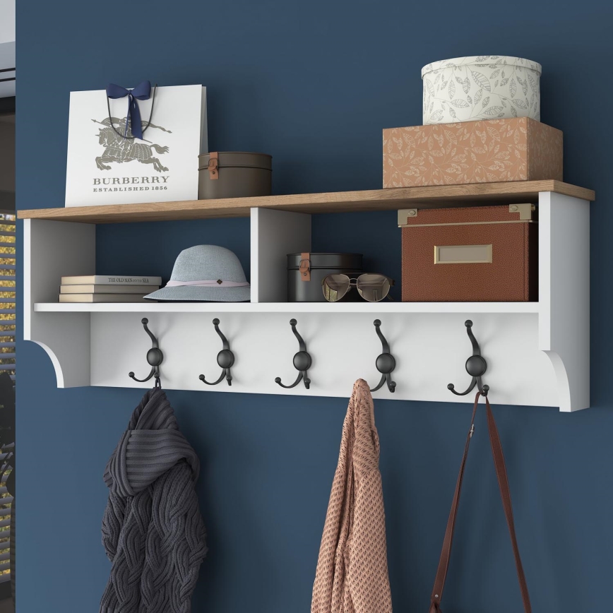 Väggmonterad klädhängare RANI 120x37,2 cm vit/beige