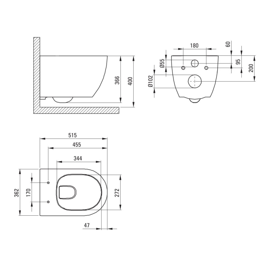 Vägghängd WC-stol ROUND + WC-sits SoftClose ROUND + spolknapp SIGMA + inbyggnadsmodul + isoleringsdyna