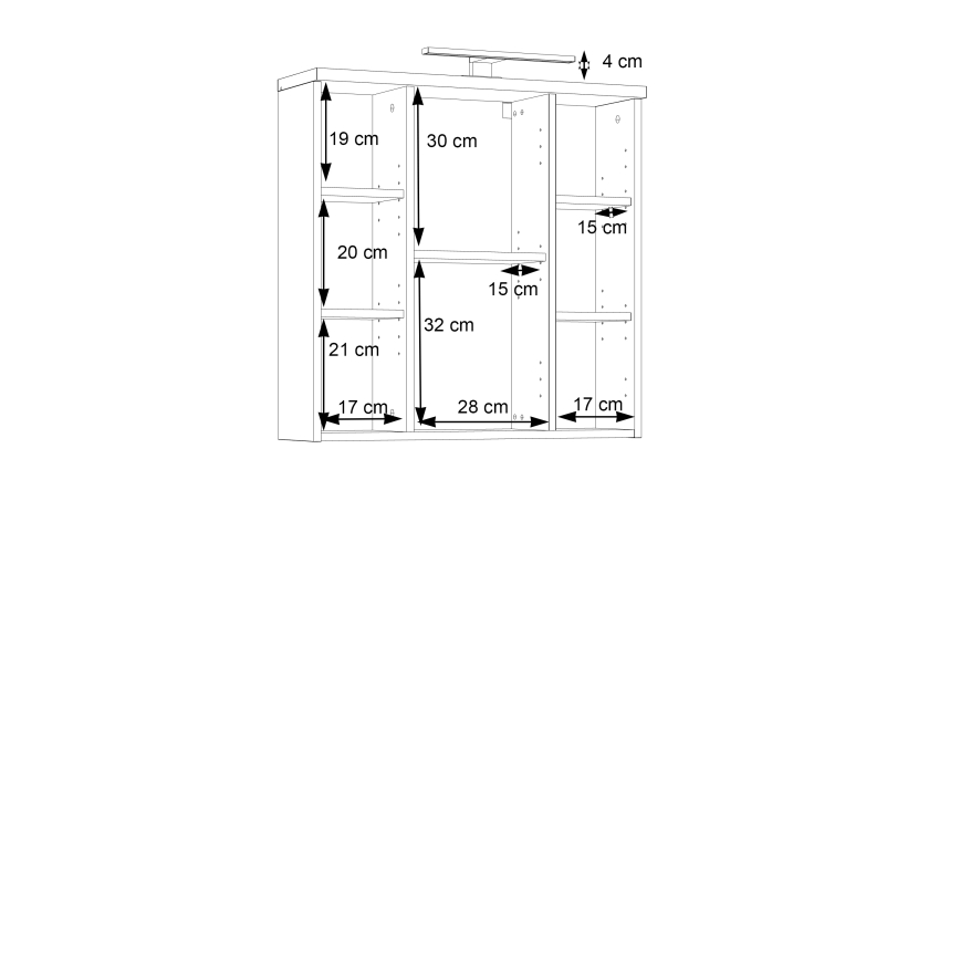 Väggmonterat badrumsskåp med spegel VENOM vit/sonoma-ek