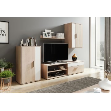 Väggsektion BRICK i sonoma-ek/vit