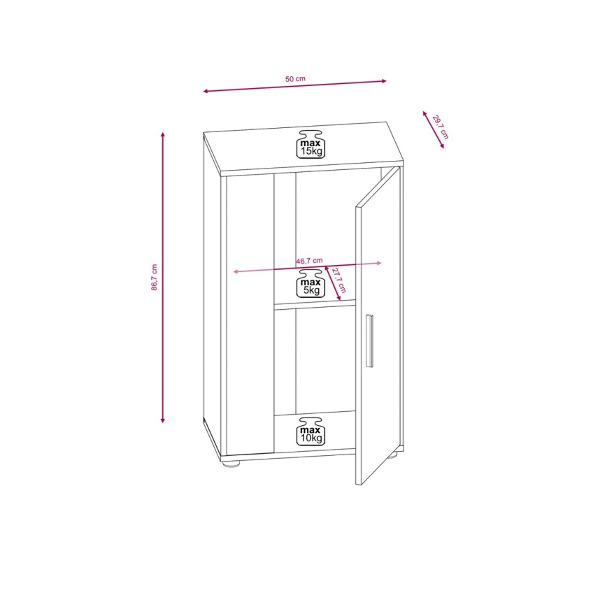 Väggsektion BRICK i sonoma-ek/vit