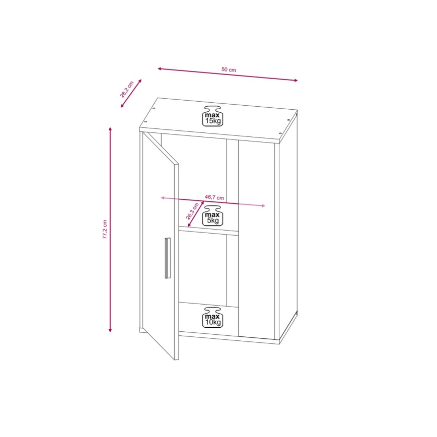 Väggsektion BRICK i sonoma-ek/vit