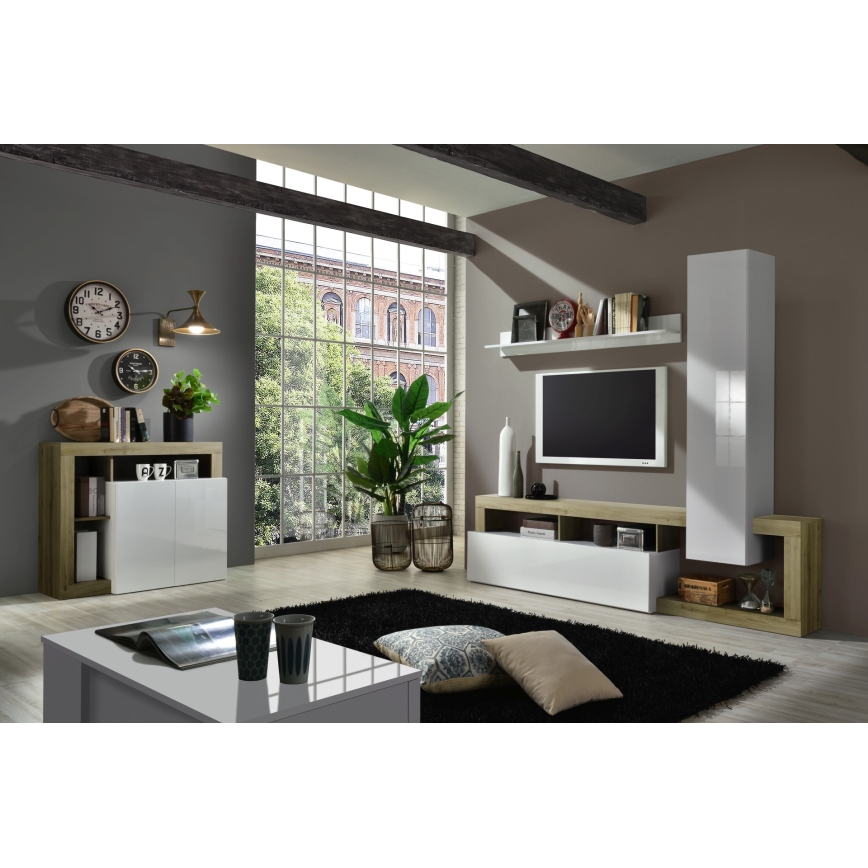 Väggsektion LENOR vit/brun