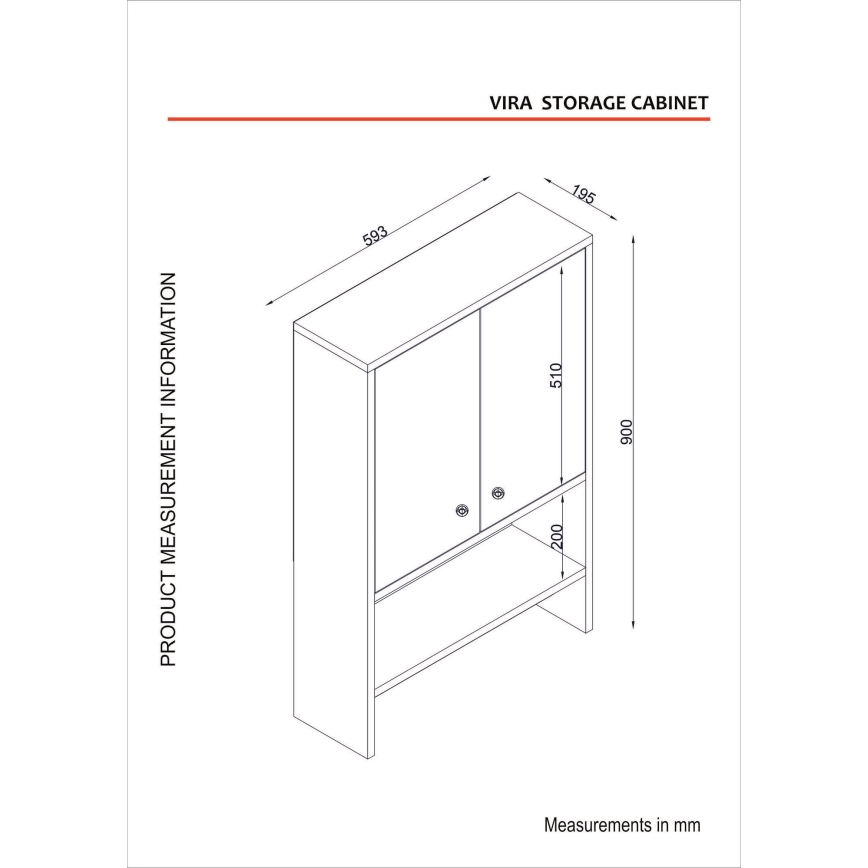 Väggskåp för badrum VIRA 90x59 cm vit