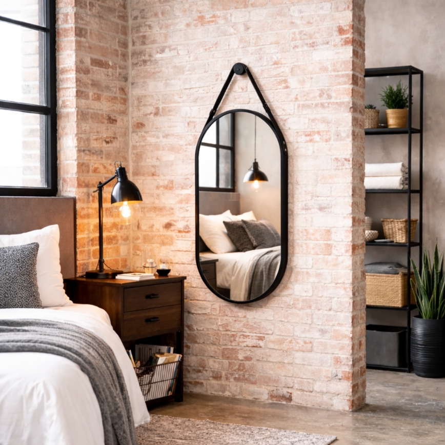 Väggspegel BIBI 100x50 cm svart