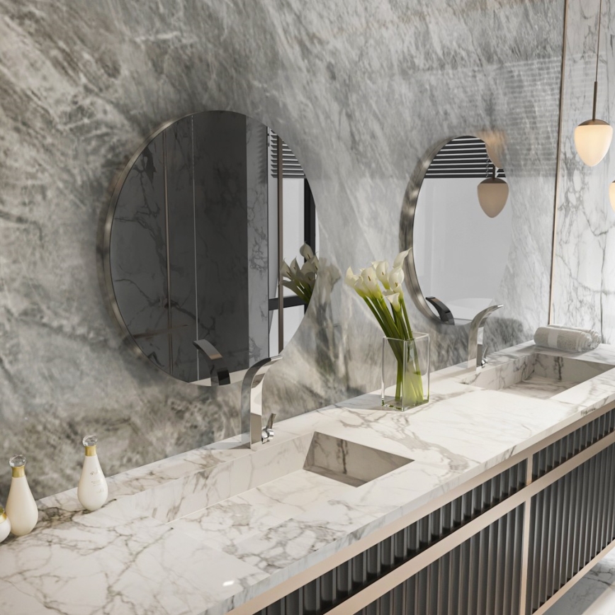 Väggspegel ONEAS Ø 70 cm silver