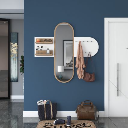 Väggspegel RANI 125x120 cm vit/brun