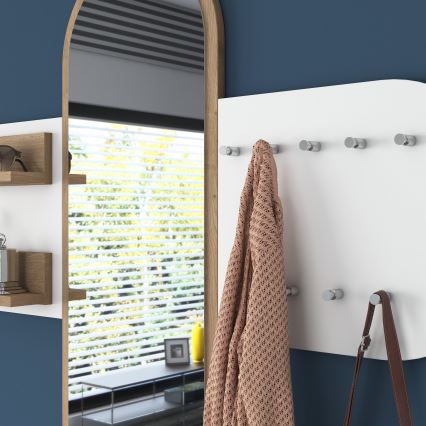 Väggspegel RANI 125x120 cm vit/brun