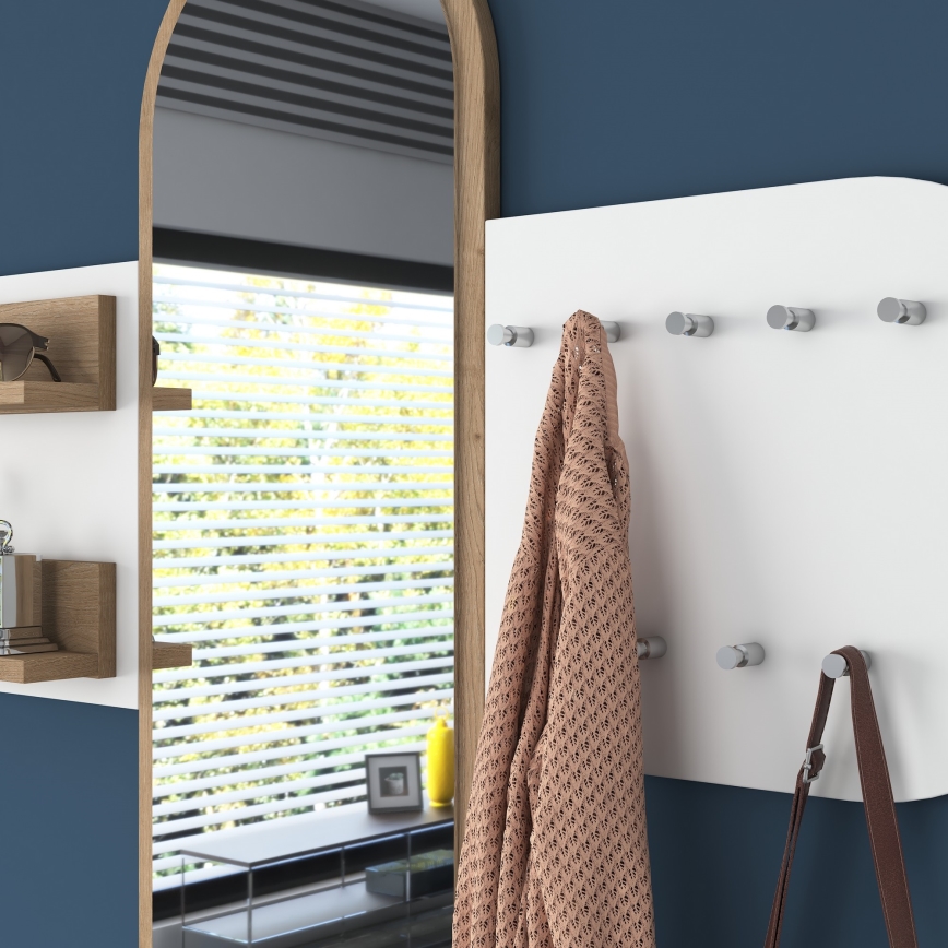 Väggspegel RANI 125x120 cm vit/brun