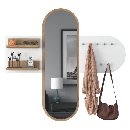 Väggspegel RANI 125x120 cm vit/brun